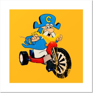 Cap'n Crunch Riding a Big Wheel WHAT!!! Distressed and Vintage Style Posters and Art